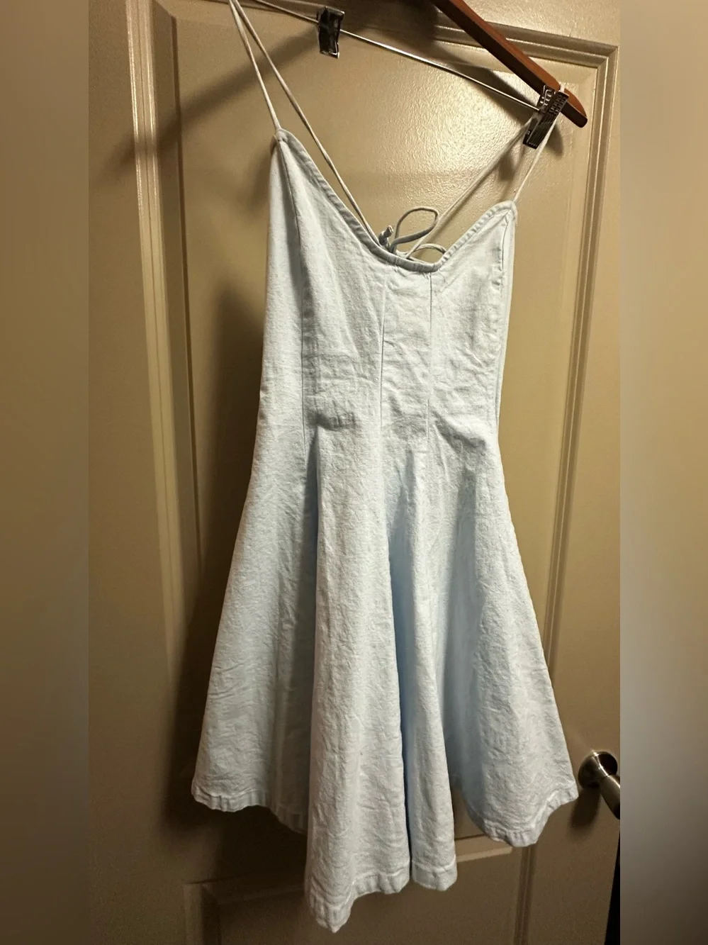 Free People Light Blue Spaghetti-Strap Casual Dress